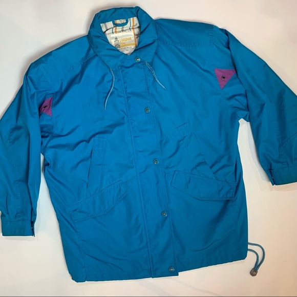 Vintage Jackets & Blazers - Vintage 90’s Color Block Teal Ski Coat London Fog